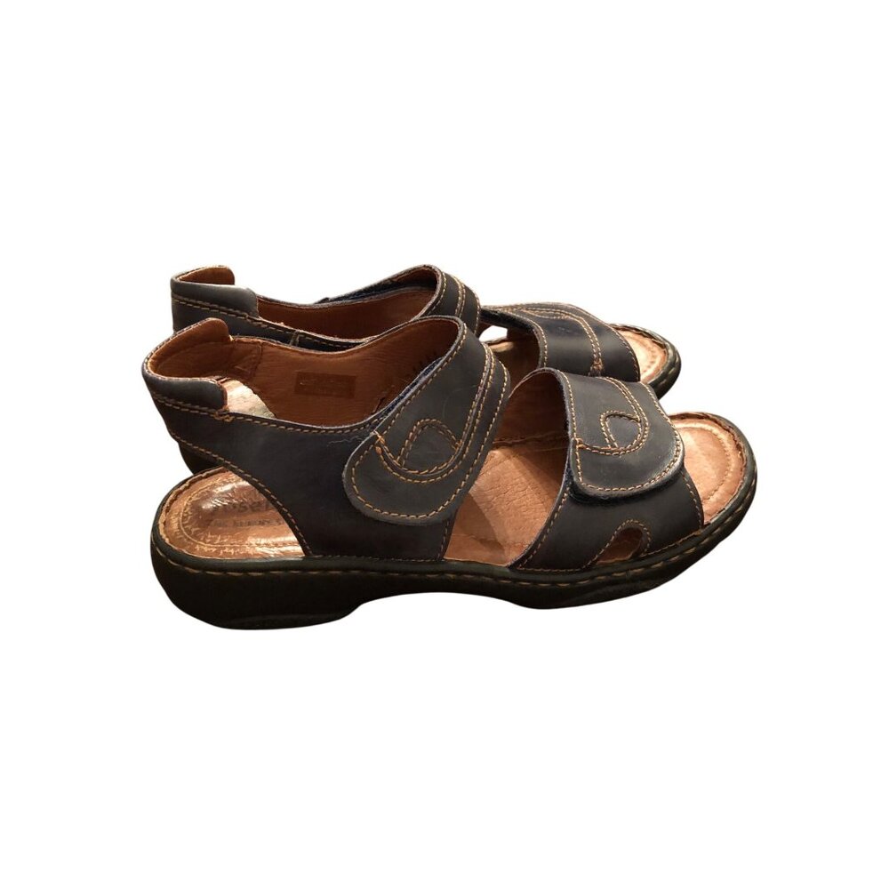 Josef Seibel Navy Leather Sandals With Adjustable Straps & Stitch no Detail Size - Picture 2 of 11